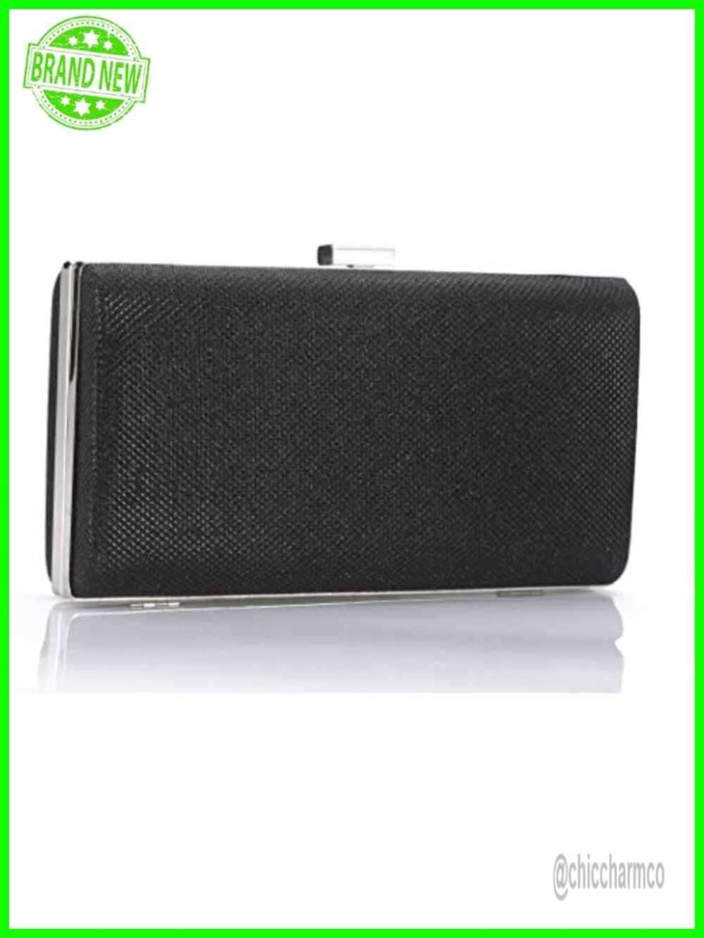 Silver Sparkling Evening Clutch Detachable Chain Strap Bridal Party Bag